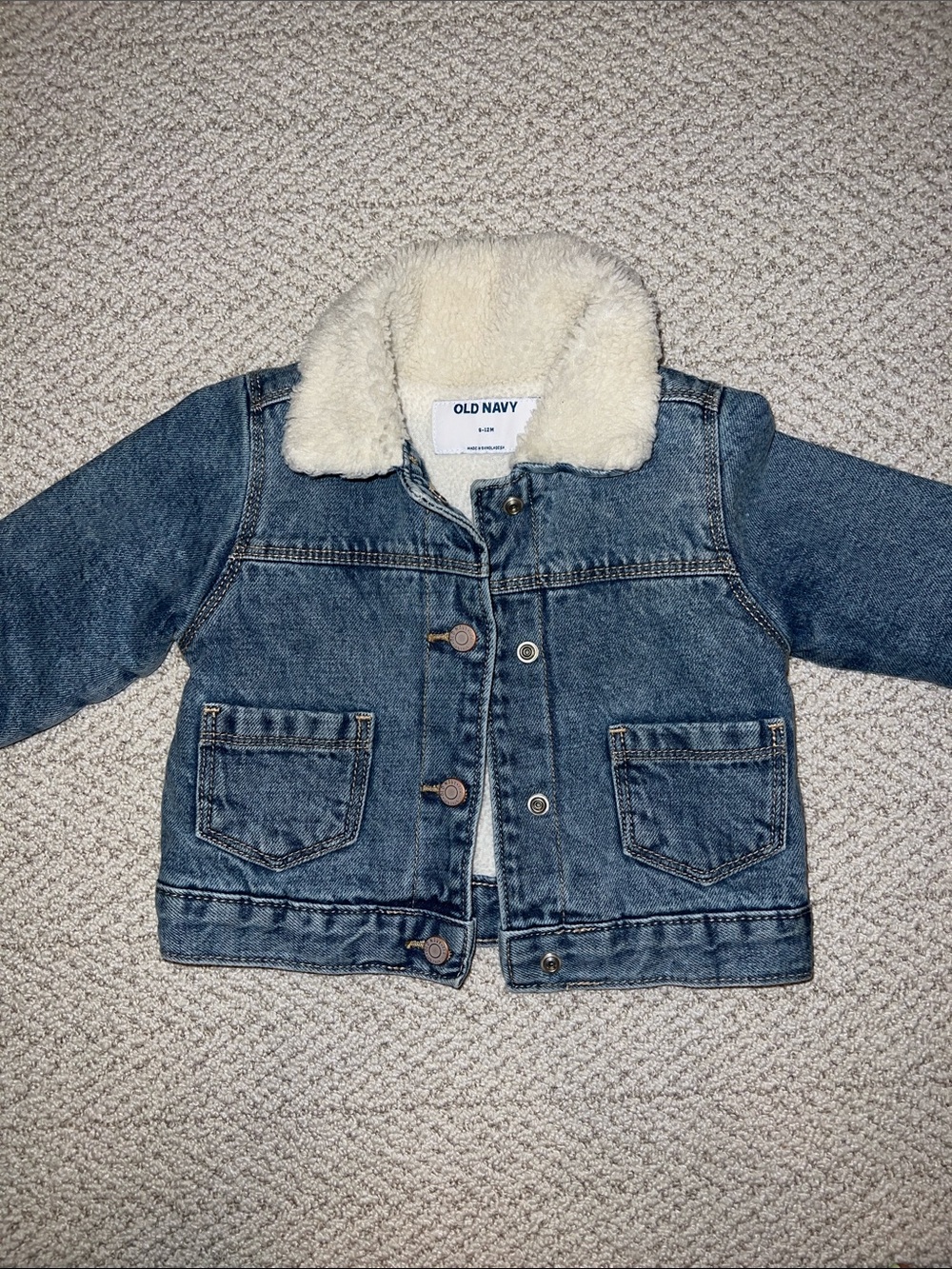 Old Navy Blue Denim Jacket with Cream Sherpa Collar - Kids